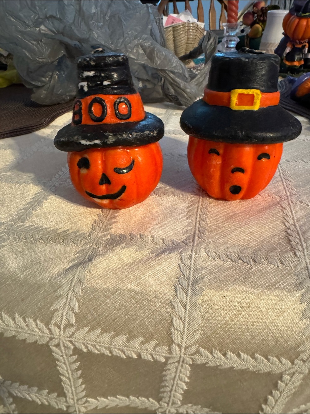 Home Accents Orange Pumpkin Jack-o'-Lantern Candle Holders (Set of 2)